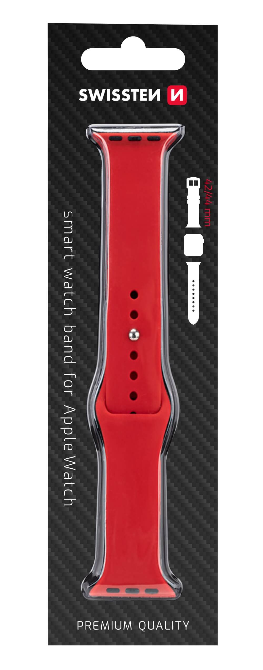 Silikónový remienok Swissten pre Apple Watch 42-44 mm - červený